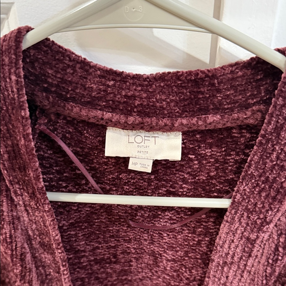 LOFT Deep Burgundy Cardigan Sweater - Picture 2 of 3